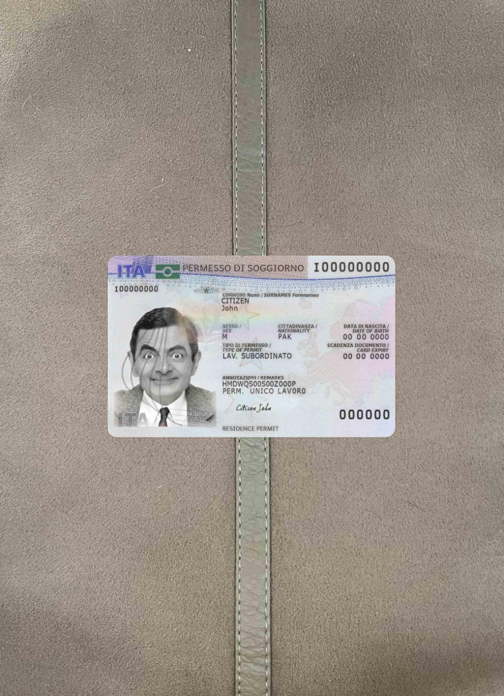 Italy residence permit new photolook FRONT PSD template